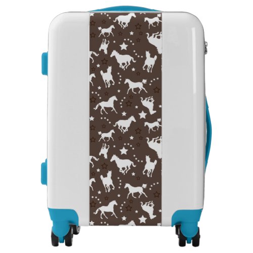 Horse Pattern Equestrian Western Brown Girls Luggage