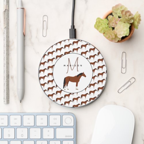 Horse Pattern Monogrammed Wireless Charger
