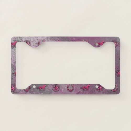 Horse Pattern Pink License Plate Frame