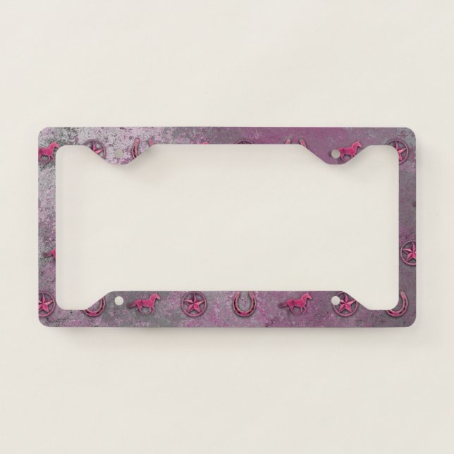 Horse Pattern (Pink) License Plate Frame (Front)