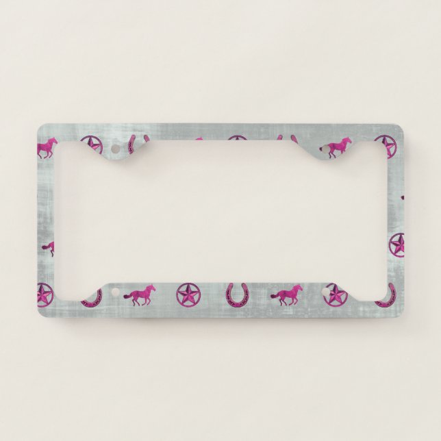 Horse Pattern (Pink) License Plate Frame (Front)