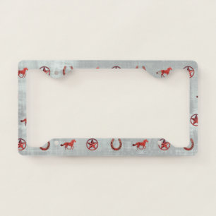 Horse Pattern (Red) License Plate Frame