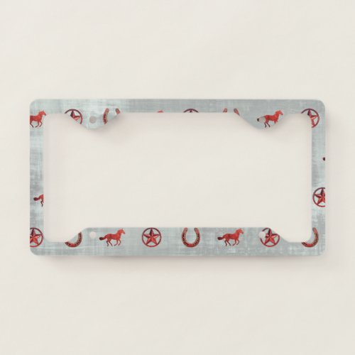 Horse Pattern Red License Plate Frame