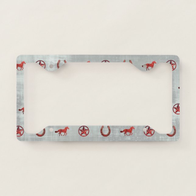Horse Pattern (Red) License Plate Frame (Front)
