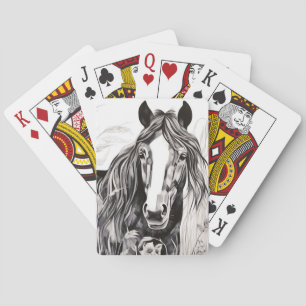 Horse Peaceful Nature Prairie Sketch Drawing Style Poker Cards