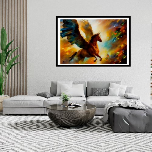 Horse Pegasus flying Beautiful Colors Poster