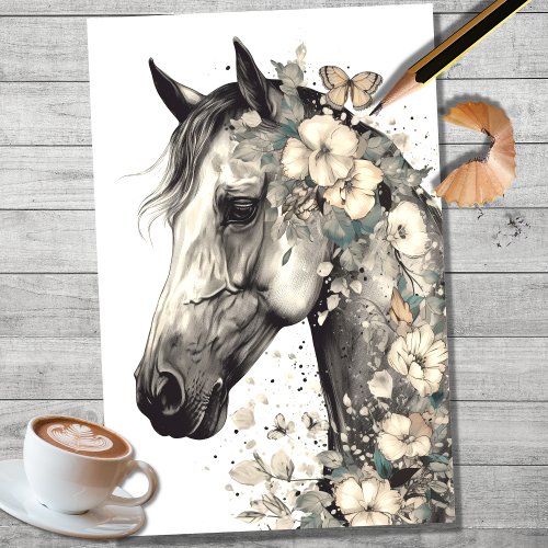 Horse Pencil Art 1 Decoupage Paper