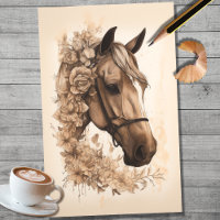 Horse Pencil Art 2 Decoupage Paper