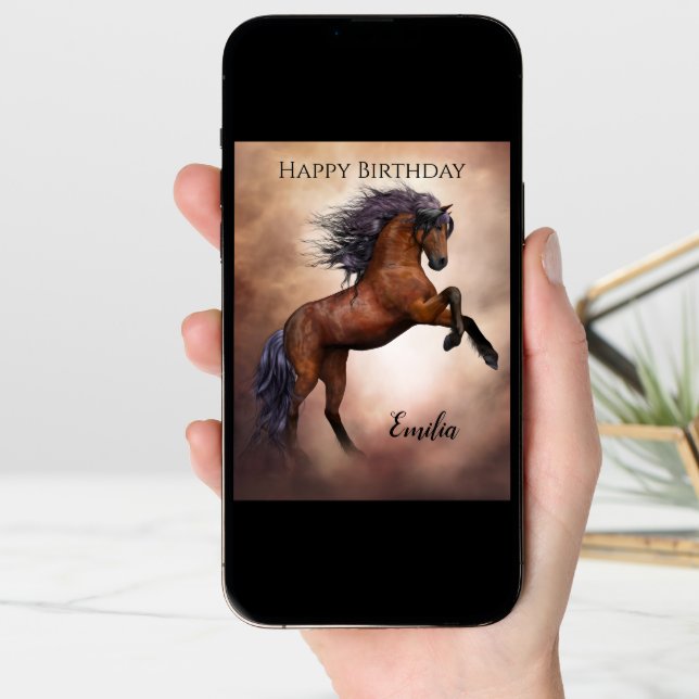 Horse personalised birthday greeting card (Front Digital)