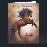 Horse personalised birthday greeting card<br><div class="desc">Brown horse personalised birthday greeting card for horse loving people.</div>