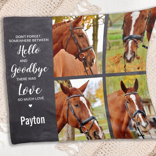 Horse Pet Memorial 4 Photo Collage Fleece Blanket