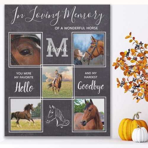 Horse Pet Memorial Equine Personalized 5 Photo Faux Canvas Print