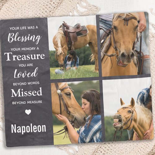 Horse Pet Memorial Photo Collage Fleece Blanket