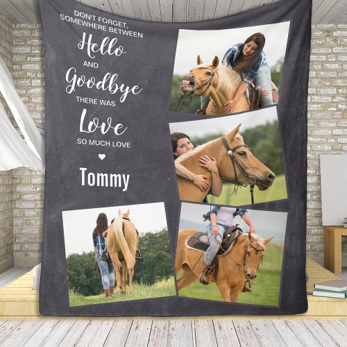 Horse Pet Memorial Photo Collage Fleece Blanket