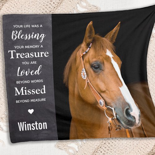 Horse Pet Memorial Remembrance Photo Fleece Blanket