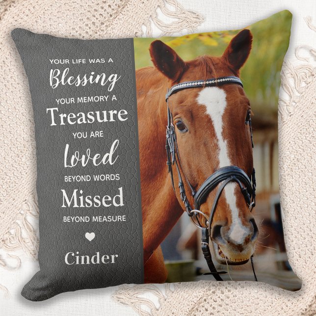 Horse Pet Memorial Sympathy Photo Throw Pillow (Creator Uploaded)