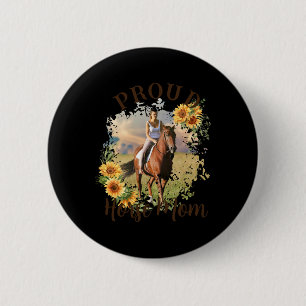 Horse Pet Photo Text Sunflower Accent T Shirt Button