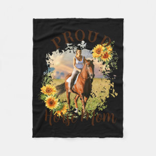 Horse Pet Photo Text Sunflower Accent T Shirt Fleece Blanket