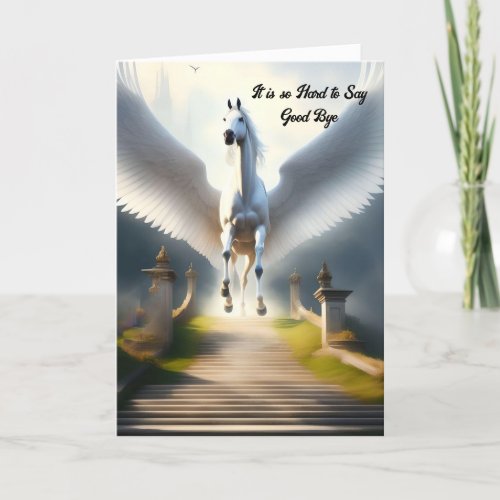 Horse Pet Sympathy Card White Horse with Wings