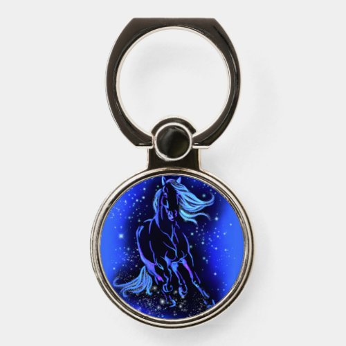 Horse Phone Ring Stand Running In Blue Moonlight