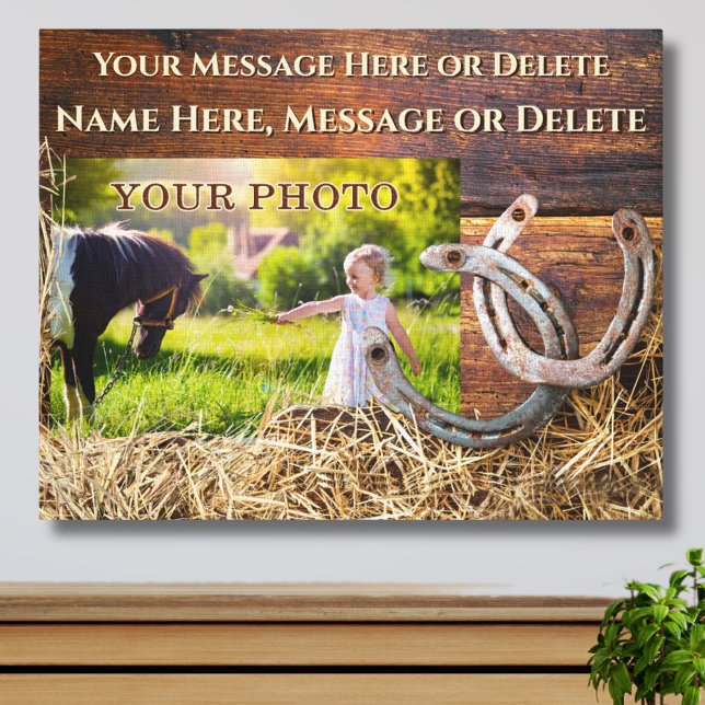 Horse Photo Canvas, with Your Photo and Message Canvas Print (Horse Memorial Gifts, or, Personalized Horse Gifts for Horse Lovers. Gifts for Horse Owners. )