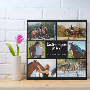 Horse Photo Collage Black White Modern  Faux Canvas Print