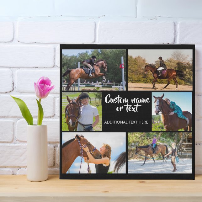Horse Photo Collage Black White Modern  Faux Canvas Print (Creator Uploaded)