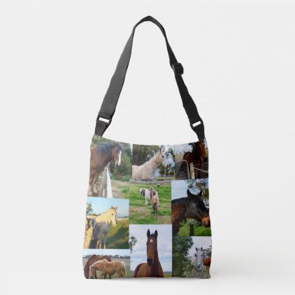 Horse Photo Collage, Crossbody Bag