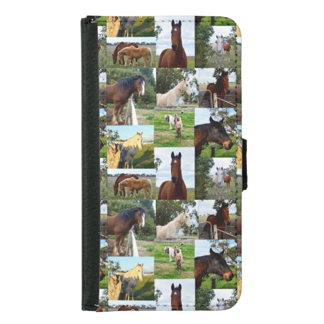 Horse Photo Collage, Galaxy S5 Phone Wallet (Front)