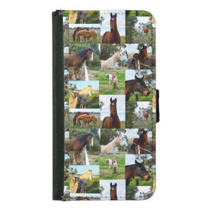 Horse Photo Collage, Galaxy S5 Phone Wallet Wallet Phone Case For Samsung Galaxy S5