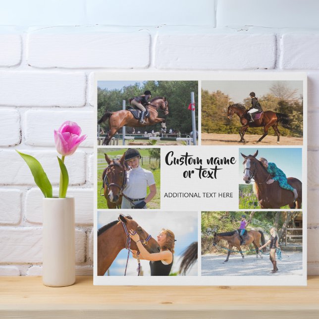 Horse Photo Collage White Modern Keepsake Faux Canvas Print (Creator Uploaded)