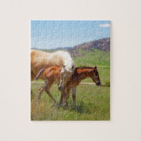 Horse Photo Mare And Foal  Home And Kitchen Decor Jigsaw Puzzle
