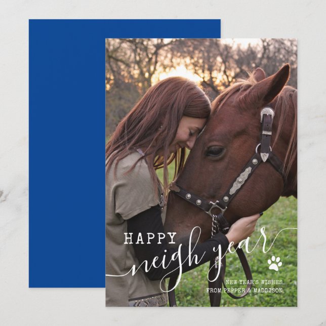 Horse Photo New Years Holiday Card (Front/Back)