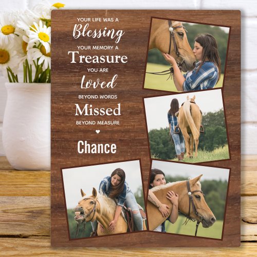 Horse Photo Rustic Wood Keepsake Memorial Plaque