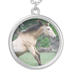 Horse photo silver plated necklace