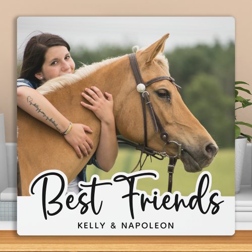 Horse Photo White Best Friends Plaque