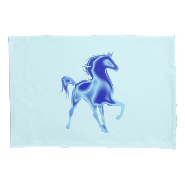Horse Pillow Case Blue - Choose Color (Front)