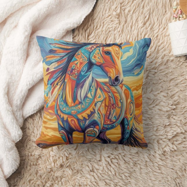 Horse Pillow – Elegant Decorative Throw Cushion (Blanket)