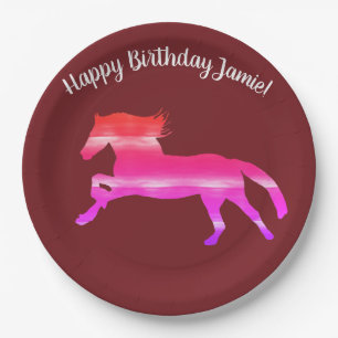 Horse Pink Art  Custom Paper Plates
