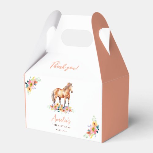 Horse Pink Floral Birthday Pony Favor Box