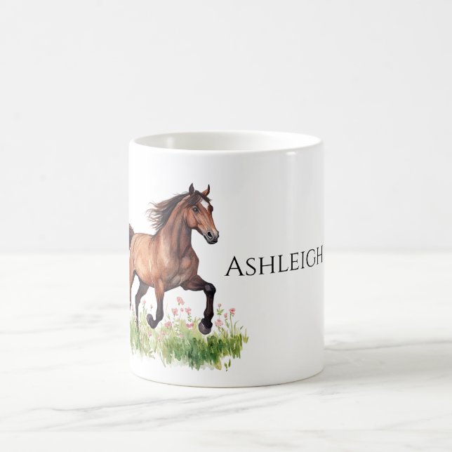 Horse Pink Flowers Coffee Mug (Center)
