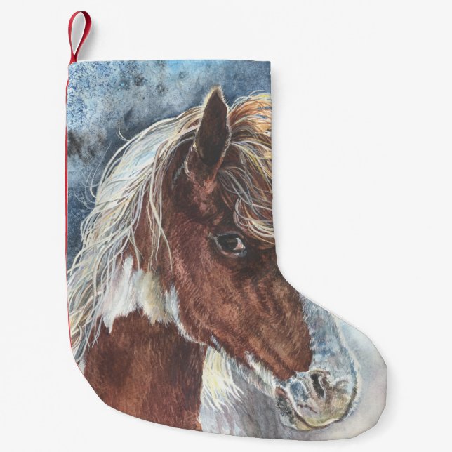 Horse Pinto Pony Cowgirl Christmas Stocking (Front)