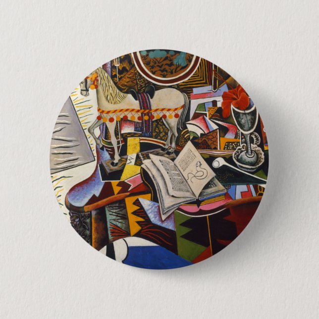 Horse Pipe Red Flower by Joan Miro Button (Front)