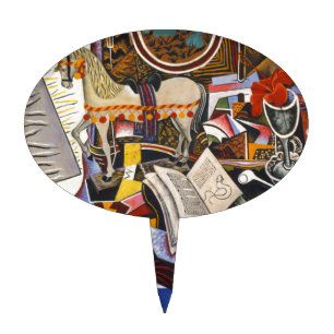 Horse Pipe Red Flower by Joan Miro Cake Topper