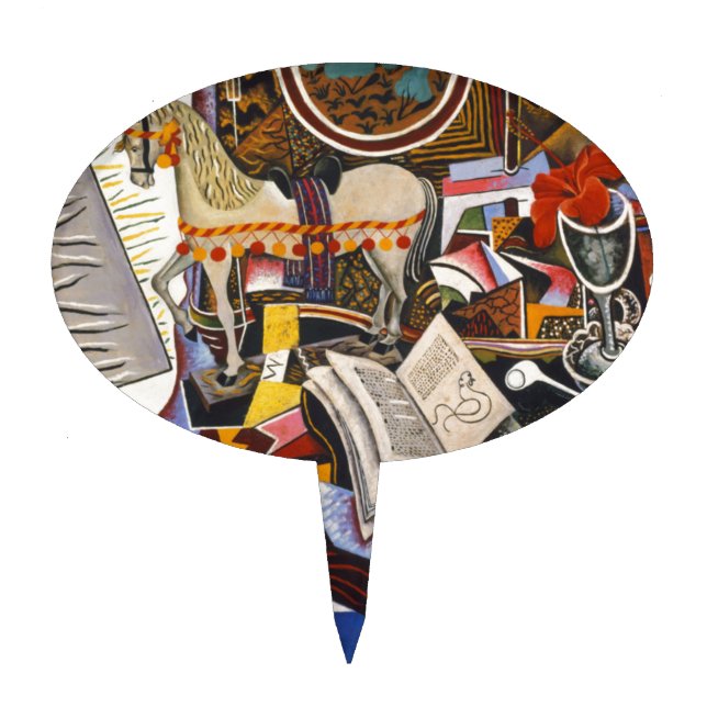 Horse Pipe Red Flower by Joan Miro Cake Topper (Front)