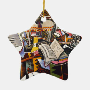 Horse Pipe Red Flower by Joan Miro Ceramic Ornament