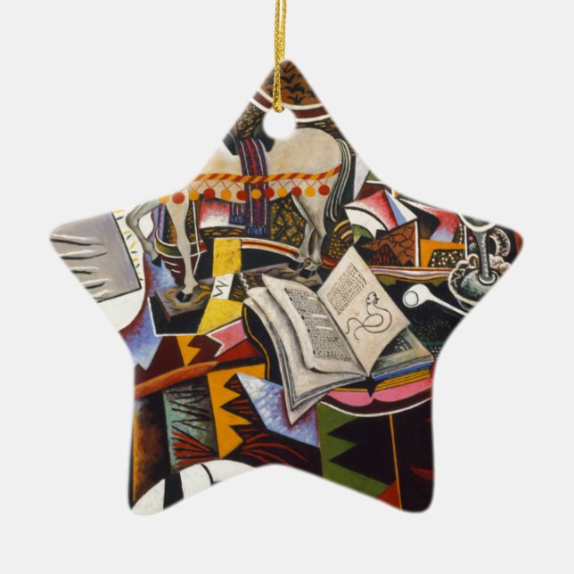 Horse Pipe Red Flower by Joan Miro Ceramic Ornament (Front)