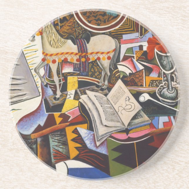 Horse Pipe Red Flower by Joan Miro Drink Coaster (Front)