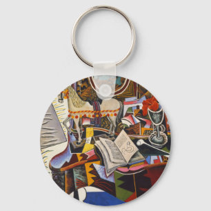 Horse Pipe Red Flower by Joan Miro Keychain