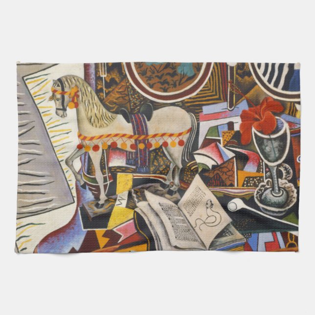 Horse Pipe Red Flower by Joan Miro Kitchen Towel (Horizontal)